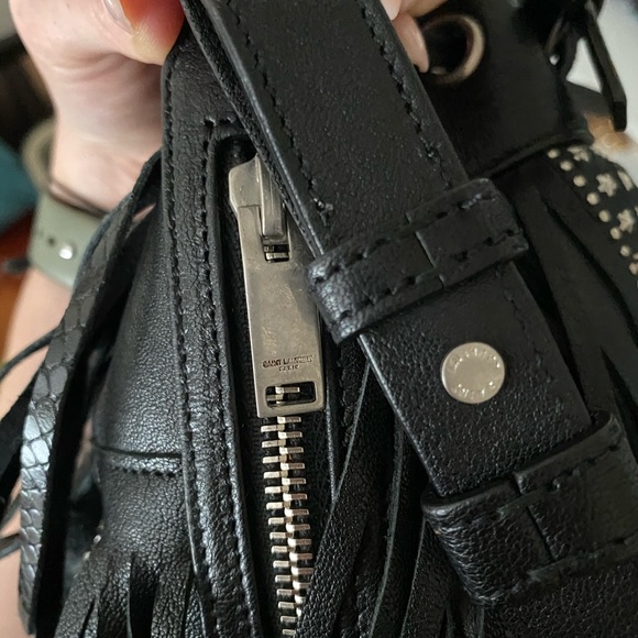 SAINT LAURENT STUDDED SMALL EMMANUELLE FRINGE BAG - Picture 8 of 15